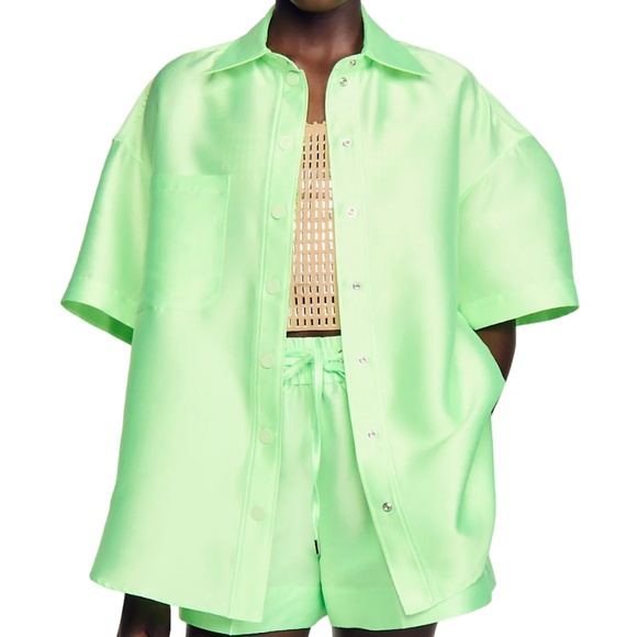 June Satin Oversized Shirt - Picture 1 of 8